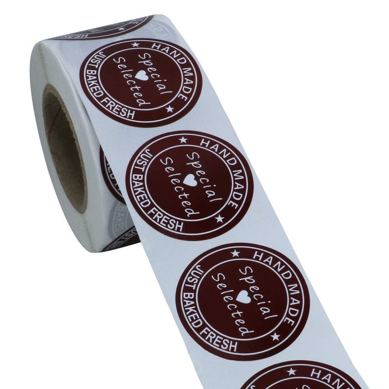 Hybsk Hand Made Just Baked Fresh and Special Selected Stickers with Heart and Stars Decorative Labels for Cake and Bread Total 500 Labels Per Roll - Image 4